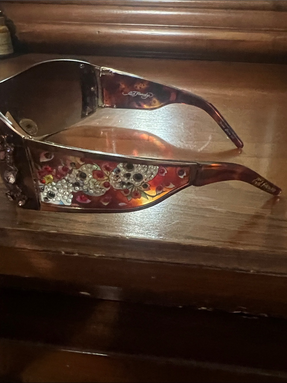 Ed Hardy bling sunglasses, Brown